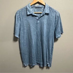 John Varvatos USA Short Sleeve Polo Shirt Garment Washed Size M Blue